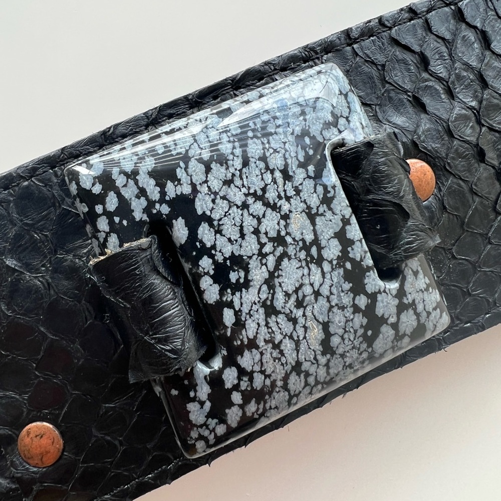 Snowflake Obsidian Leather Cuff Gauntlet